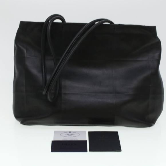 PRADA Tote Bag Leather Black Auth hk724 - Picture 12 of 16